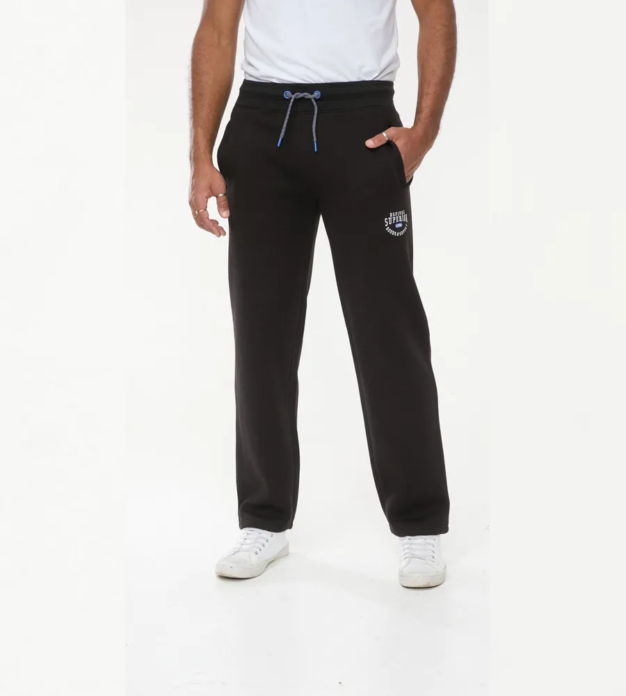 D555 Tall Mens Black Embroidered Jogger With Open Hem (JENNER)